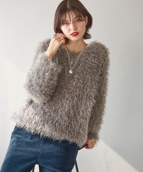 niko and…（ニコアンド） ニット セーター フェザーヤーンループニット