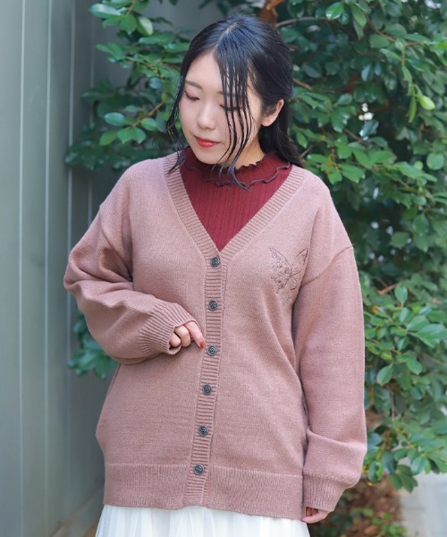 極美品 vintage 総刺繍 レトロカーディガン 昭和 蝶々 立体 ニット 極