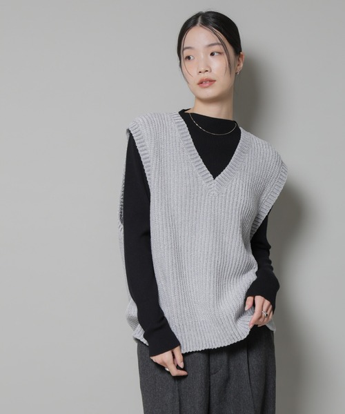 NANO universe（ナノ・ユニバース） ベスト ジレ ベロアモールVネック