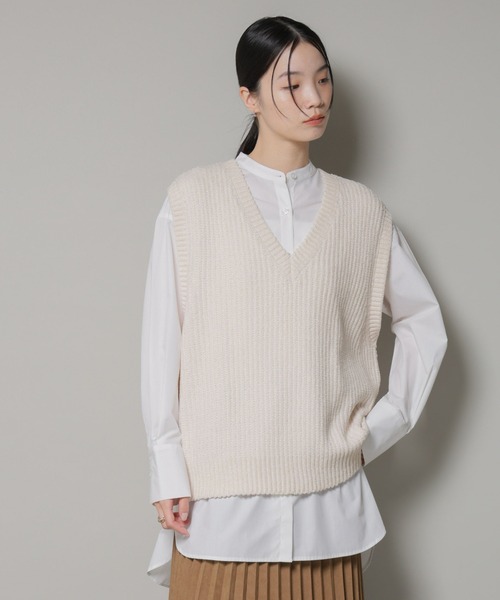 NANO universe（ナノ・ユニバース） ベスト ジレ ベロアモールVネック