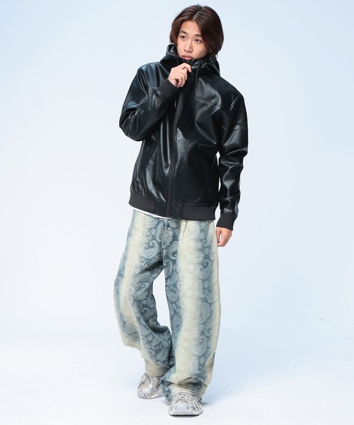 S＆SONS（エスアンドサンズ） 革ジャン ライダース 無地 合成皮革