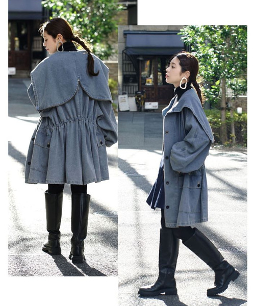 「e-zakkamania stores」 コート M インディゴブルー レディース_画像7