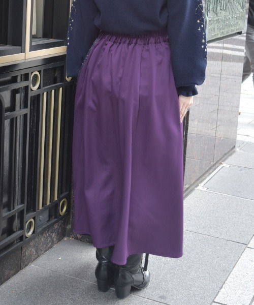 【みあ様まとめ割】マキシ丈 プリーツスカート モノトーン ➕紫ブラウス axes femme（アクシーズ ファム） スカート アステリズムフリル