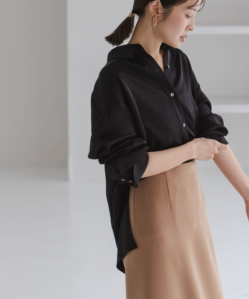 NOBLE（ノーブル） ブラウス シャツ 「26SS先行」ルナサテンドレープ