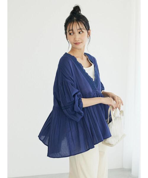 「CRAFT STANDARD BOUTIQUE」 長袖ブラウス FREE ネイビー レディース_画像3