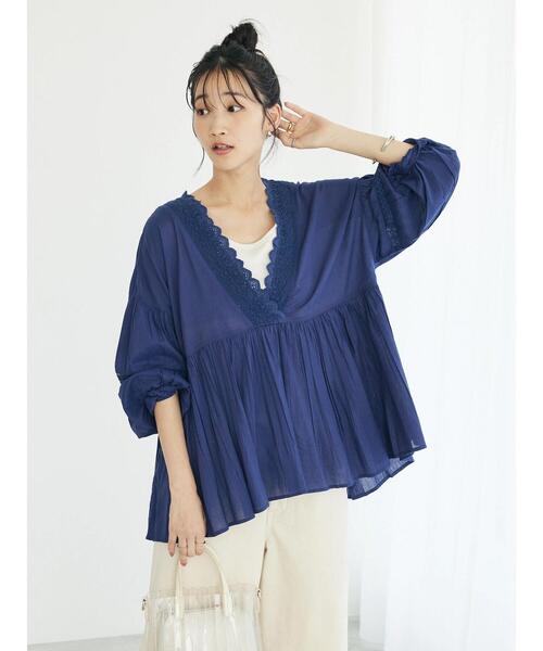 「CRAFT STANDARD BOUTIQUE」 長袖ブラウス FREE ネイビー レディース_画像4