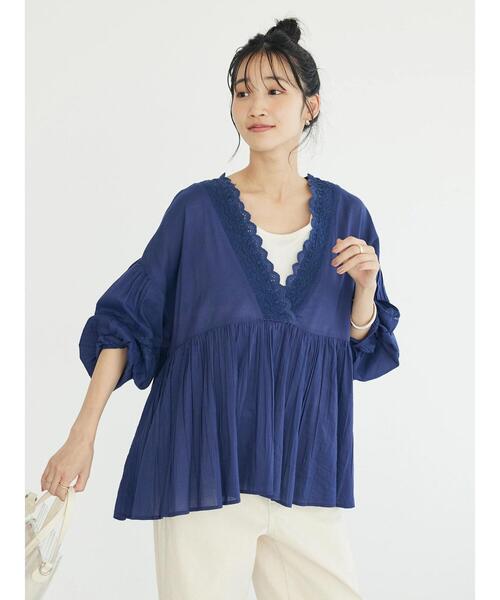 「CRAFT STANDARD BOUTIQUE」 長袖ブラウス FREE ネイビー レディース_画像5