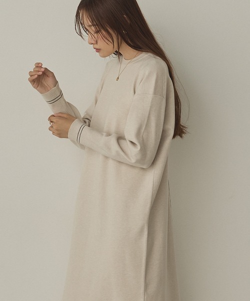 hunch（ハンチ） ワンピース 「静電気防止」やわもちヤーン 配色ライン