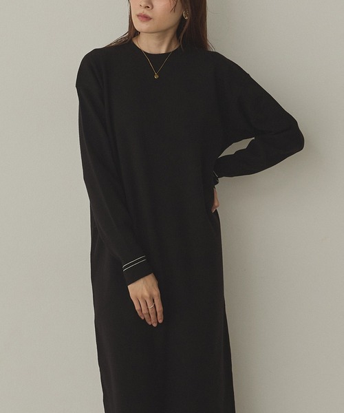 hunch（ハンチ） ワンピース 「静電気防止」やわもちヤーン 配色ライン