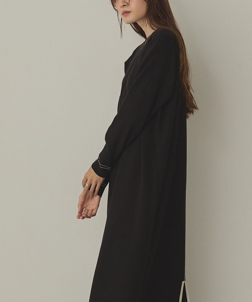 hunch（ハンチ） ワンピース 「静電気防止」やわもちヤーン 配色ライン