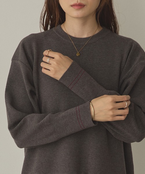 hunch（ハンチ） ワンピース 「静電気防止」やわもちヤーン 配色ライン