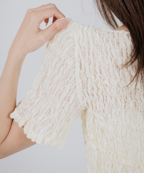 カーディガン 2way puff shirring cardigan（2ウェイパフシャーリング