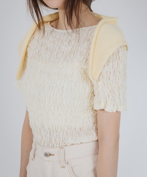 カーディガン 2way puff shirring cardigan（2ウェイパフシャーリング
