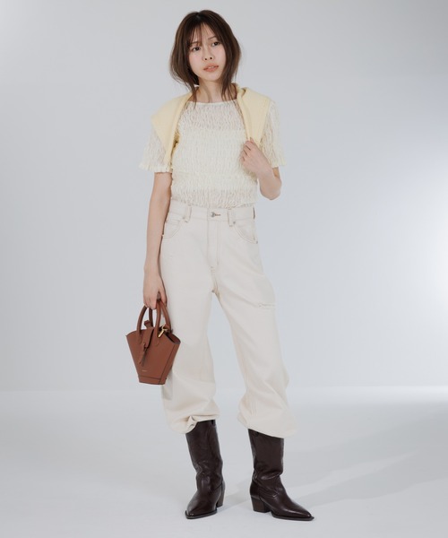 カーディガン 2way puff shirring cardigan（2ウェイパフシャーリング