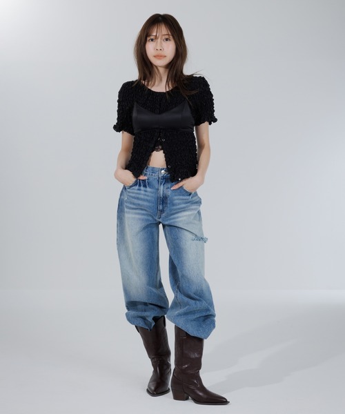 カーディガン 2way puff shirring cardigan（2ウェイパフシャーリング