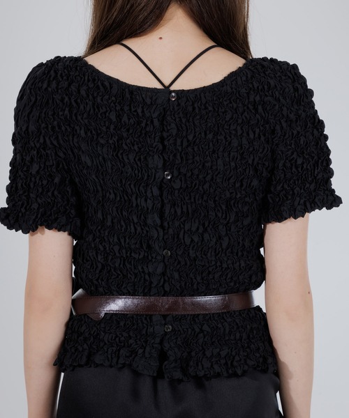 カーディガン 2way puff shirring cardigan（2ウェイパフシャーリング