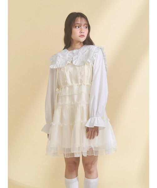 merry jenny（メリージェニー） ブラウス シャツ ribbonフリルカラー