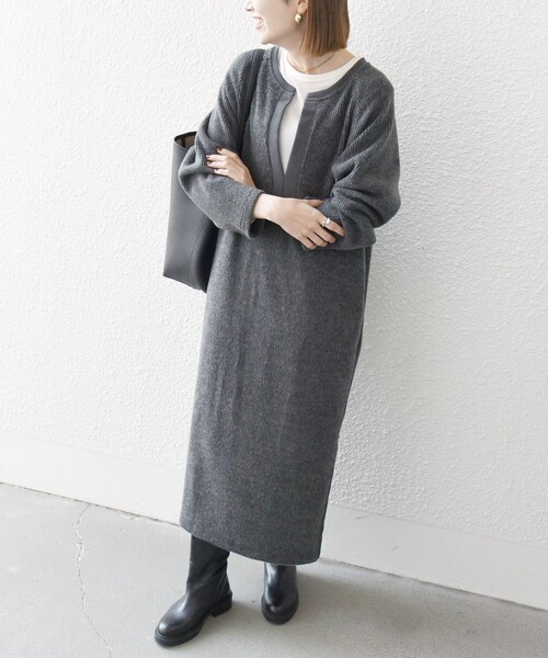 SHIPS any 「SHIPS any」 長袖ワンピース ONE SIZE ネイビー