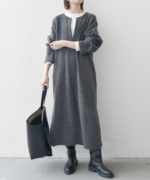 SHIPS any 「SHIPS any」 長袖ワンピース ONE SIZE ネイビー