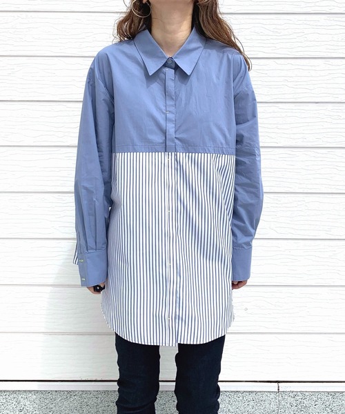 「Q」 長袖シャツ MEDIUM ブルー系その他 レディース_画像2