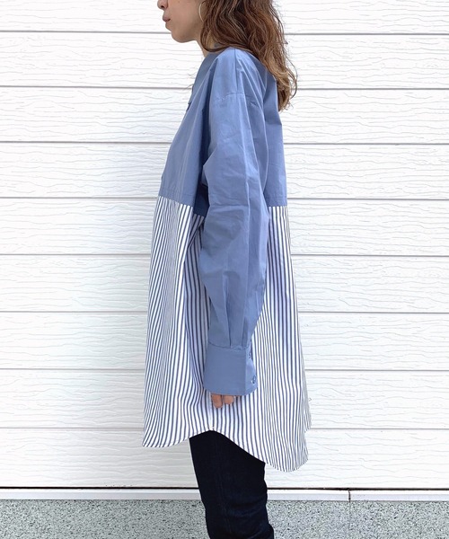 「Q」 長袖シャツ MEDIUM ブルー系その他 レディース_画像3