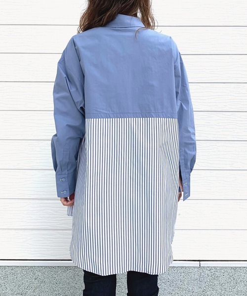 「Q」 長袖シャツ MEDIUM ブルー系その他 レディース_画像4