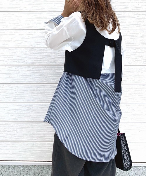 「Q」 長袖シャツ MEDIUM ブルー系その他 レディース_画像9