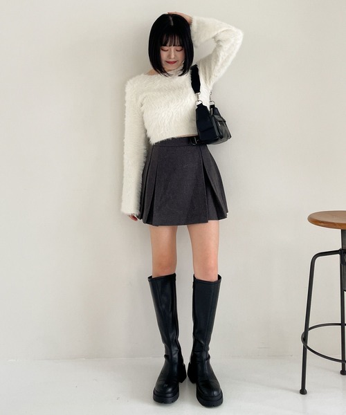 「Heather」 長袖ニット FREE グレー レディース_画像6