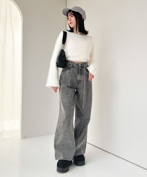 「Heather」 長袖ニット FREE グレー レディース_画像9