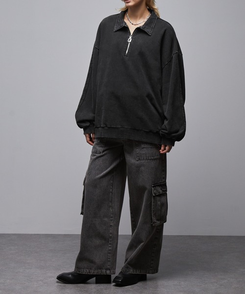 「Loose/ルース」 スウェットカットソー X-SMALL ブラック メンズ_画像7