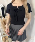 tシャツ 半袖 フロントレースアップトップス ...の詳細画像2