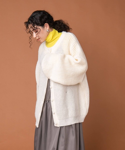 「bohmal」 ニットカーディガン FREE パープル レディース_画像4