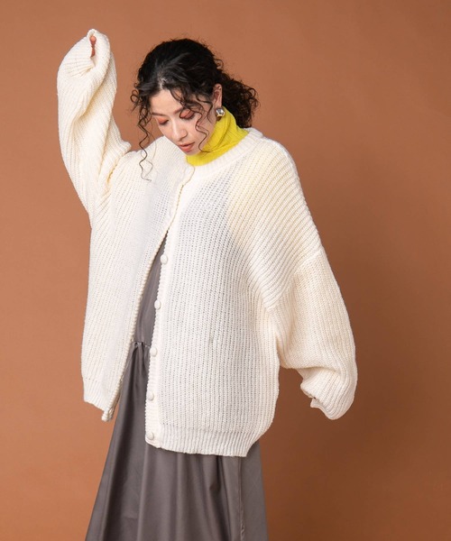 「bohmal」 ニットカーディガン FREE パープル レディース_画像6