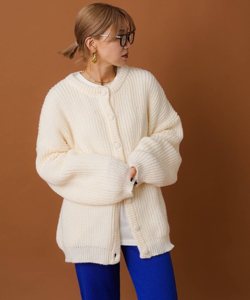 「bohmal」 ニットカーディガン FREE パープル レディース_画像9