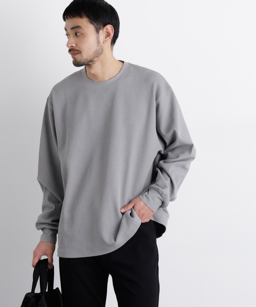 ナノユニバース ワッフル生地 トップス ミニワッフルクルーネックTシャツ 長袖 | NANO universe（ナノ