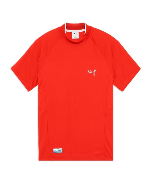 【新品】ムータマリン　ゴルフウェア　メンズ　半袖　モックネック　赤 PUMA（プーマ） tシャツ メンズ ゴルフシャドウキャット ジク モック