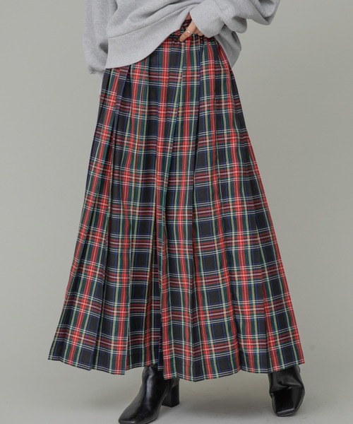 「LAVEANGE」 プリーツスカート 3L レッド レディース_画像2