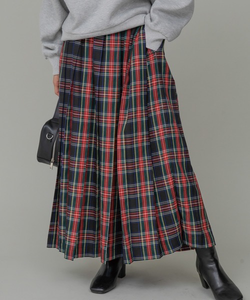 「LAVEANGE」 プリーツスカート 3L レッド レディース_画像5
