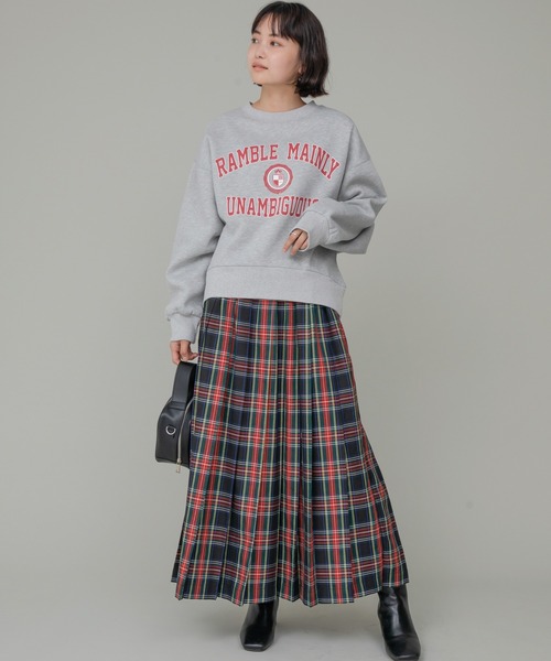 「LAVEANGE」 プリーツスカート 3L レッド レディース_画像7