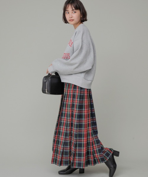 「LAVEANGE」 プリーツスカート 3L レッド レディース_画像8