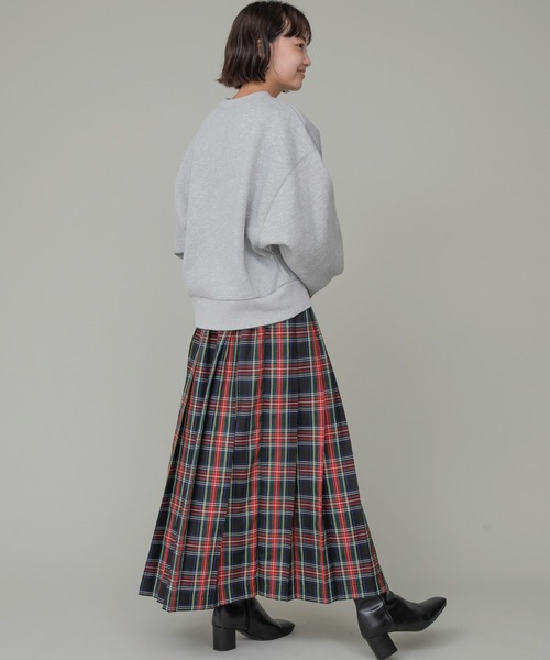 「LAVEANGE」 プリーツスカート 3L レッド レディース_画像9