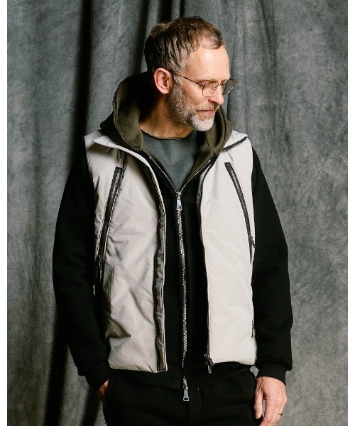 ベスト ジレ solid zip vest メンズの画像