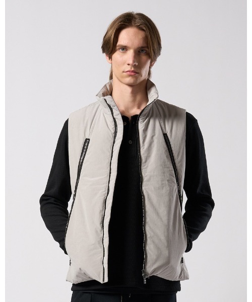 ベスト ジレ solid zip vest メンズの画像