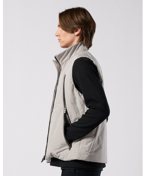 ベスト ジレ solid zip vest メンズの画像