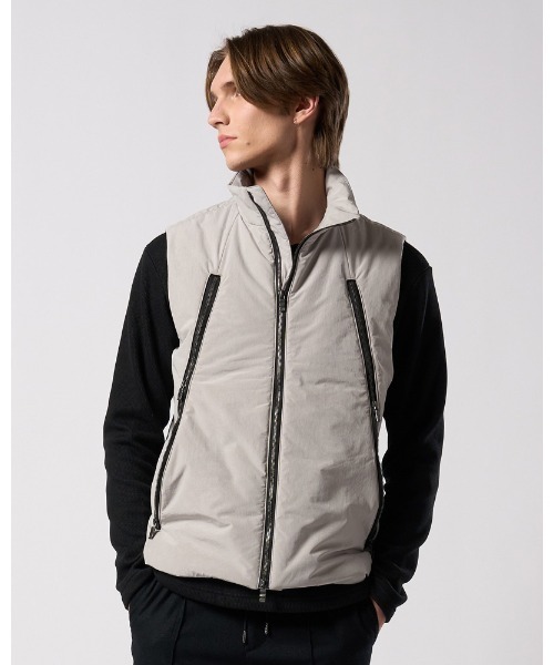 ベスト ジレ solid zip vest メンズの画像