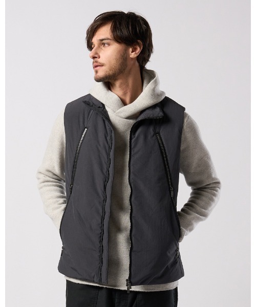 ベスト ジレ solid zip vest メンズの画像
