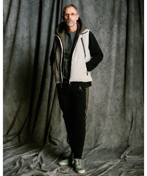 ベスト ジレ solid zip vest メンズの画像