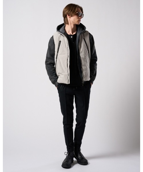 ベスト ジレ solid zip vest メンズの画像
