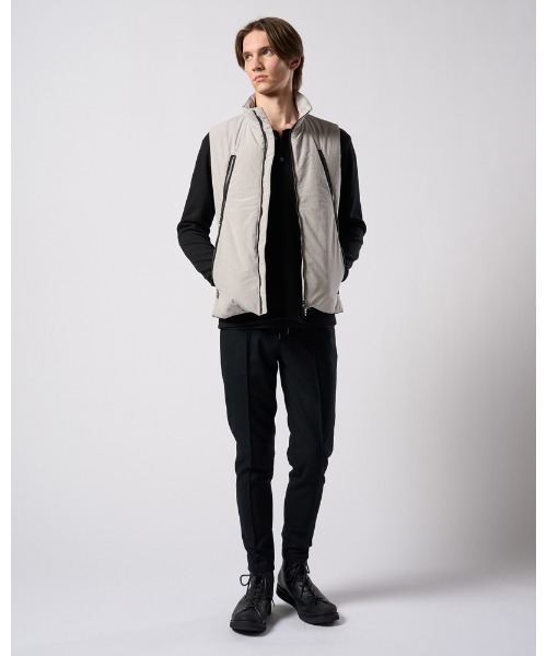 ベスト ジレ solid zip vest メンズの画像