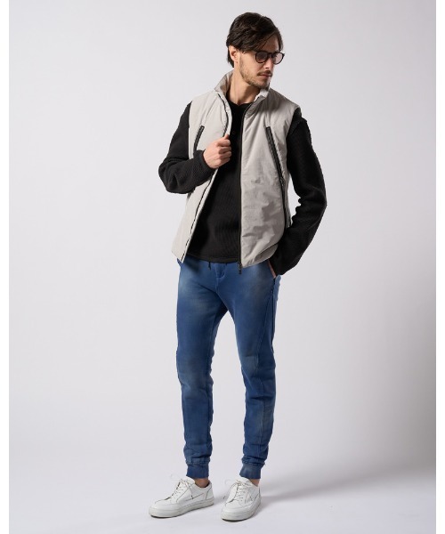 ベスト ジレ solid zip vest メンズの画像